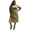 thumbnail image 3 of Women's Medallion Print Plus Size Belted Midi Dress, 3 of 5