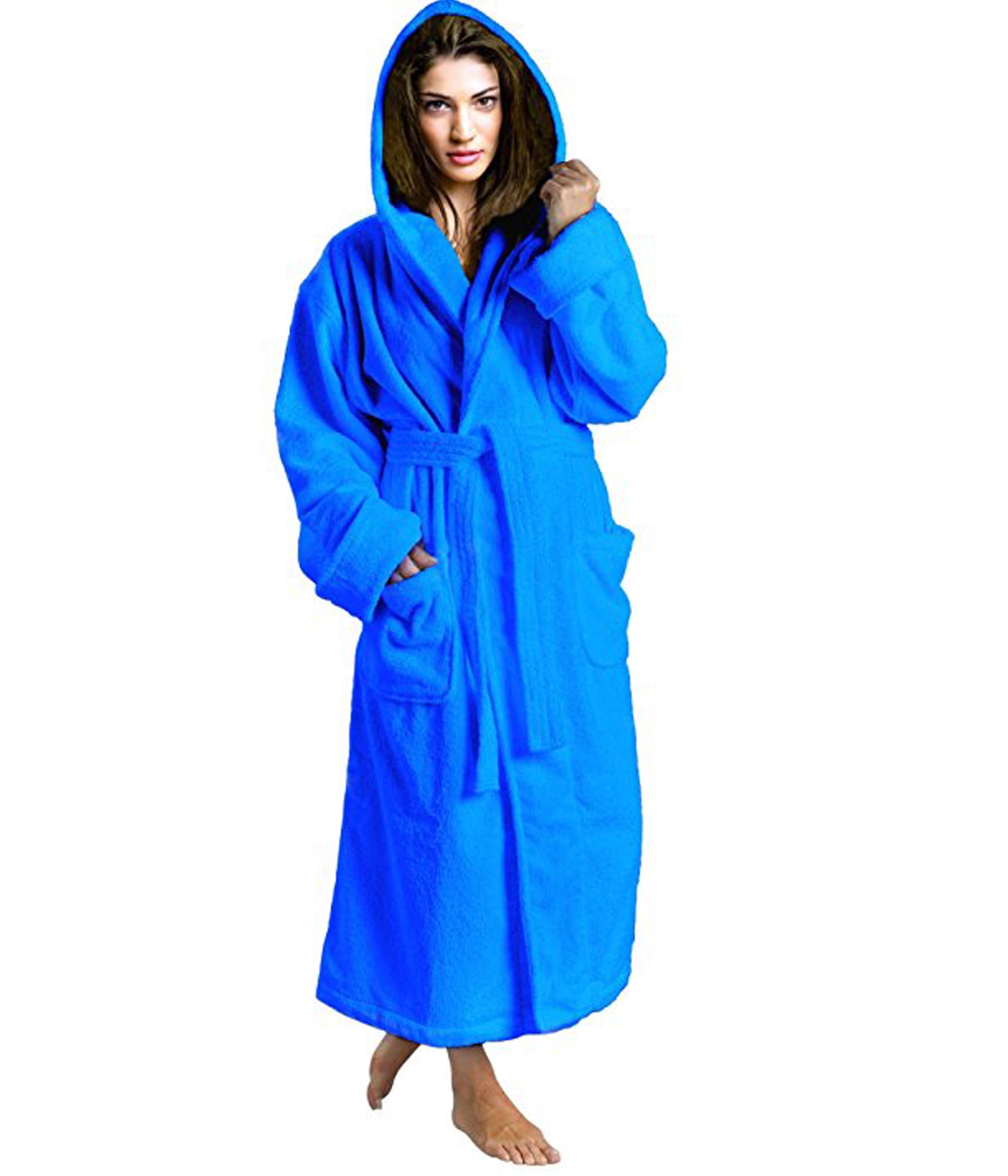 Women's Toweling Robe 100 Terry Cotton Hooded Bathrobe