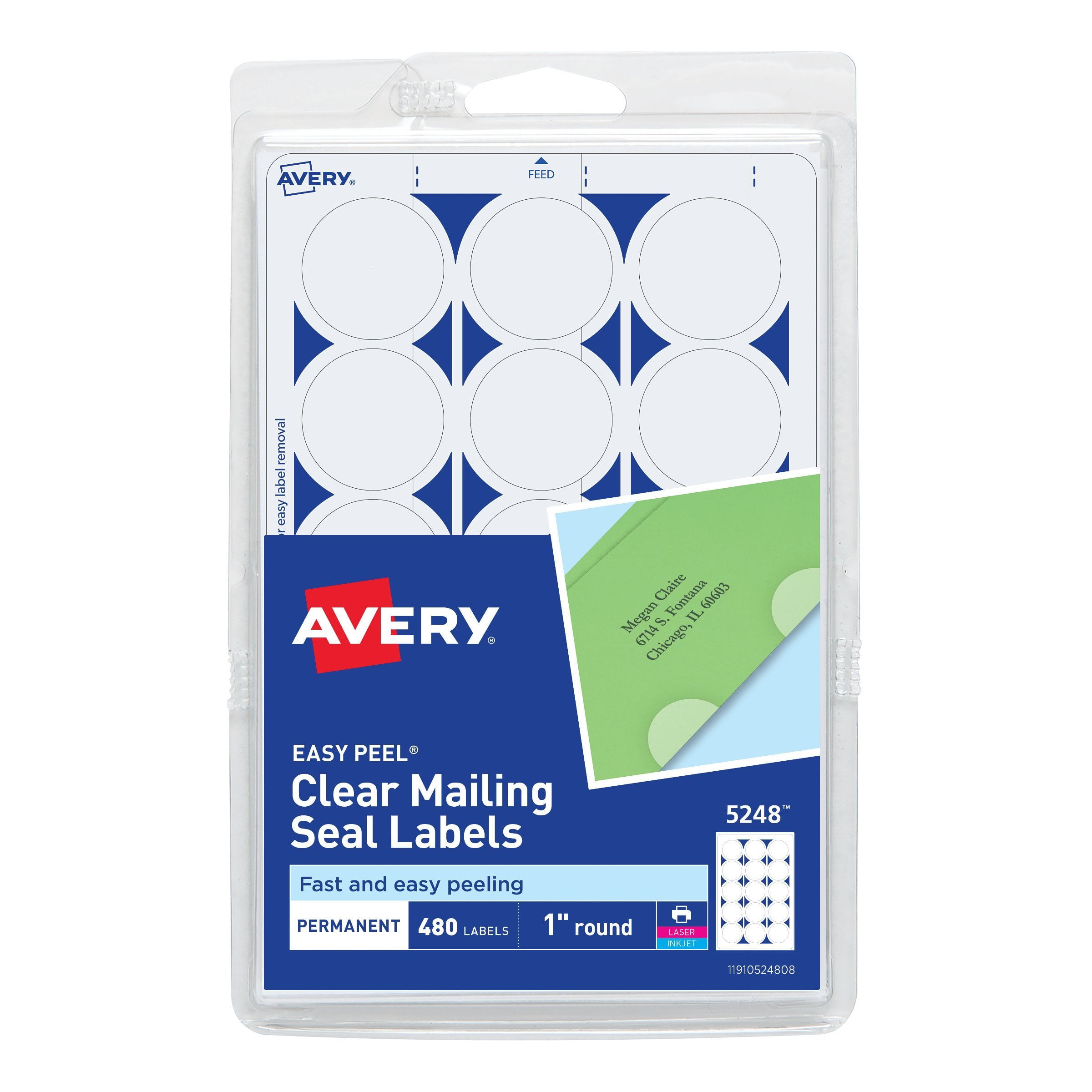 AVERY Perforated Mailing Seals, Clear, 480 per Pack (05248), 1 ...