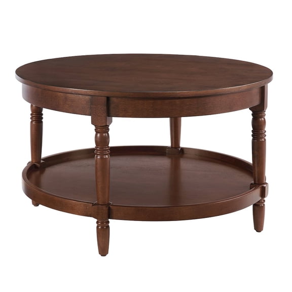 Convenience Concepts French Country Manor No Tools Round Coffee Table with Shelf