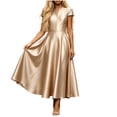 thumbnail image 5 of Short Sleeve Formal Dress Elegant Bodycon Ruched Cocktail Wedding Guest Dresses for Women Fall Khaki S, 5 of 6