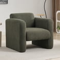 thumbnail image 5 of Euroco Modern Accent Chair Lambskin Sherpa Fabric Upholstered Comfy Reading Arm Chair Soft Padded Armchair with Back and Pillow,Seaweed Green, 5 of 9