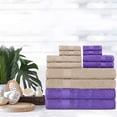 thumbnail image 2 of Ample Décor Bathroom Towel Set of 12- 4 Bath Towel, 4 Hand Towel, 4 Washcloths - Machine Washable - Beige & Black, 2 of 5