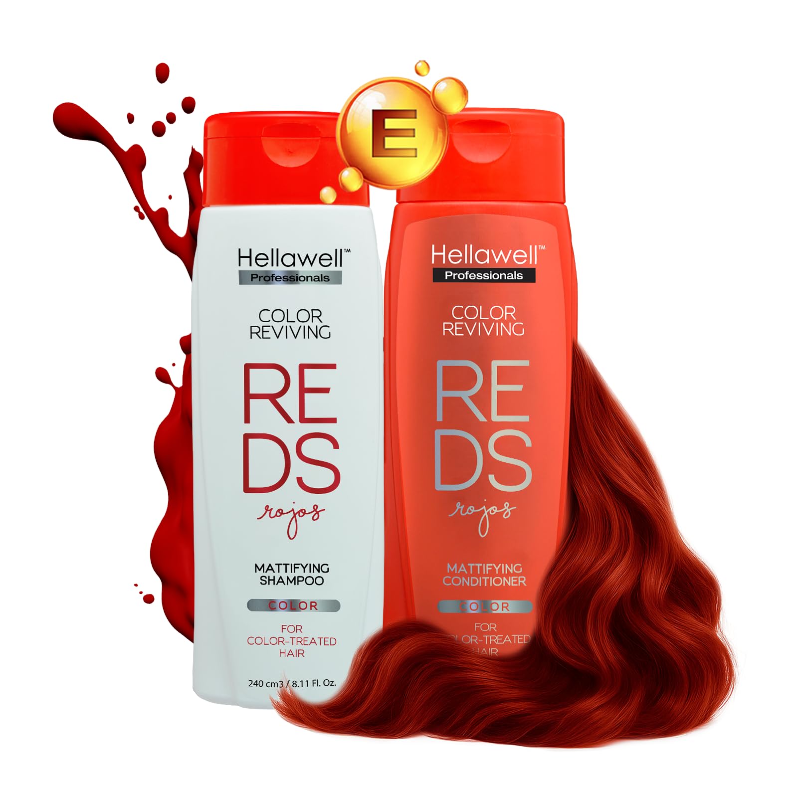 Professional Coloring kit - Permanent color cream hair dye. Gray Coverage. 7.45 Mahogany Copper Blonde + Red Color Shampoo and Conditioner Kit for Revives the Color. 8.11oz