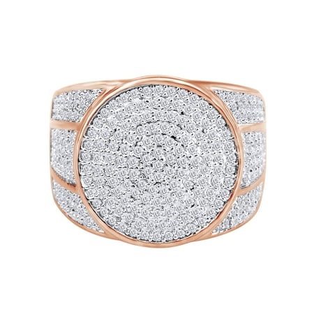 2.5 Carat (Ctw) White Natural Diamond Hip Hop Jewelry Halo Band Ring 10k Solid Rose Gold Ring Size-10