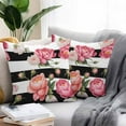 thumbnail image 2 of Pink Peony Outdoor Pillow Covers Pack of 2 Flowers Black And White Stripes Waterproof Throw Pillow Covers Decorative Cushion Cases for Patio Garden Tent Balcony Couch 16x16 inch, 2 of 8