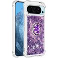 thumbnail image 3 of Case for Google Pixel 9 Pro XL Case Liquid Glitter with Ring Holder Stand, Clear TPU Cute Love Moving Quicksand Sparkle Shockproof Phone Case for Google Pixel 9 Pro XL Purple YBZ, 3 of 14