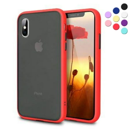 Shockproof Matte Case Compatible for iPhone Xs/X with Soft TPU Bumper Slim Phone Case Compatible for iPhone Xs and iPhone X, Matte Red