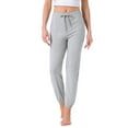 thumbnail image 1 of Pantalones de pijama de algodón para mujer INSPIRE CHIC con cordón, cintura elástica, rayas, pantalones de lounge y yoga con bolsillos XS gris, 1 of 5