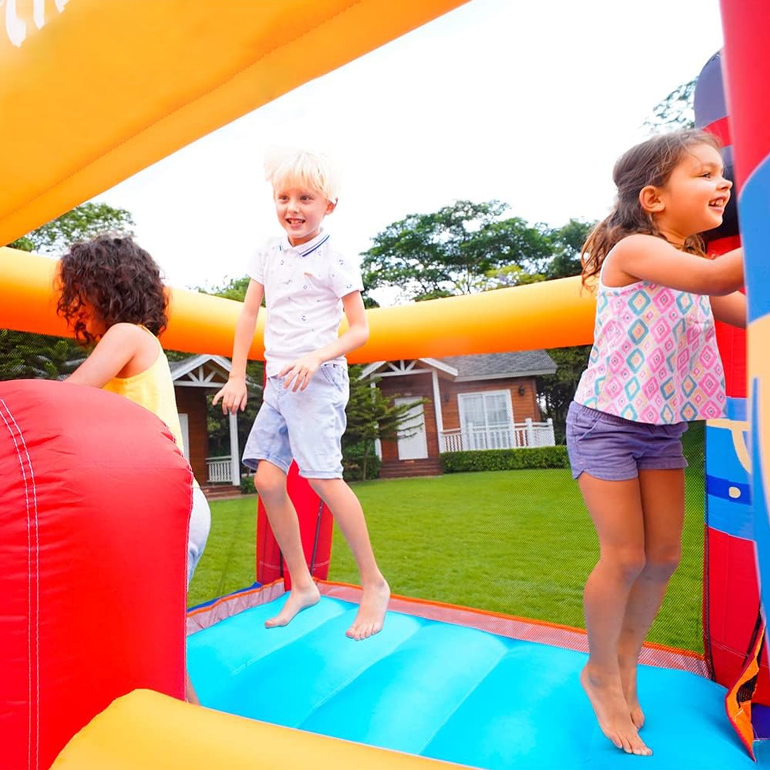 CIPACHO Inflatable Bouncer Castle for Kids, Jumping Bouncy House Slide with Blower, Bouncing Area and a Slide, Cute Clown Theme