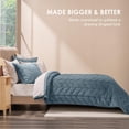 thumbnail image 3 of EVERGRACE 3 Pieces Luxurious Velvet King Quilts, Ultra Soft Lightweight Velvet Comforter Set, Matelasse Oversized Bedspread Coverlet for All Season with 2 Shams, Stormy Blue, 108''x96'', 3 of 7