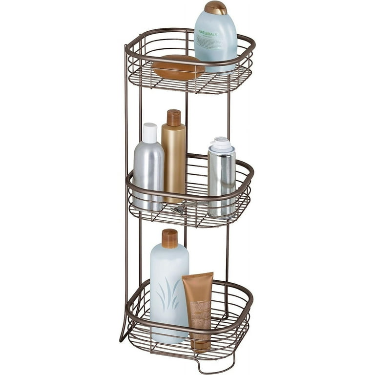 iDesign Standing Shower Caddy Organizer, The Forma Collection – 9.5 x 9.5  x 26.25, Bronze
