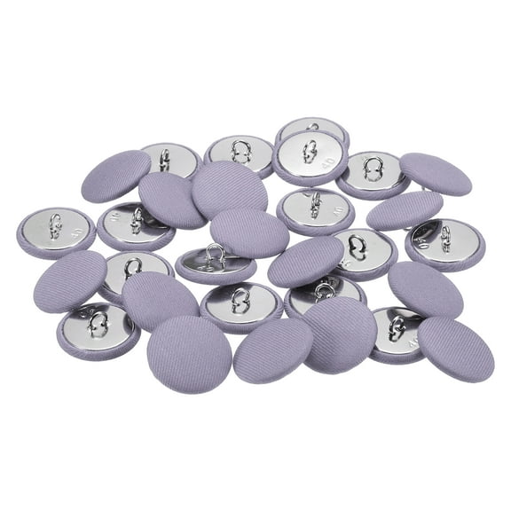 Uxcell 30pcs 40L Fabric Cloth Covered Button 25mm 1" Round Metal Shank Satin Sewing DIY Craft Buttons for Bridal Wedding Suits Dress Blouses Sweaters, Purple