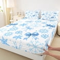 thumbnail image 3 of Homewish Cute Bowtie Ribbon Queen Sheet Sets,Cartoon Xmas Snwoflake Flat Sheet,Blue White Queen Fitted Sheet For Girls Kids,Ultra Soft Home Decor,4-Piece, 3 of 7