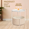 thumbnail image 4 of PinkSheep Round Side Table with Storage Bakset, Small Bedside Table End Table for Living Room Bedroom, White, 4 of 7