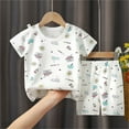 thumbnail image 2 of Summer Savings!Summer Toddler Kids Shirt and Short Pants Set Boys Girls Printed Round Neck 2 Piece Outfits Casual Children's Set 3 Years White, 2 of 3