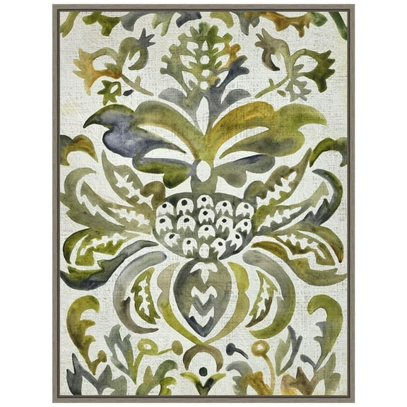 Amanti Art Verdant Sage Damask IV Framed Canvas Wall Art Print