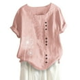 thumbnail image 2 of Puntoco - Blusa para mujer, informal, suelta, con botones, de lino, talla grande, con estampado bohemio, tanic Puntoco Puntoco-5339, 2 of 2