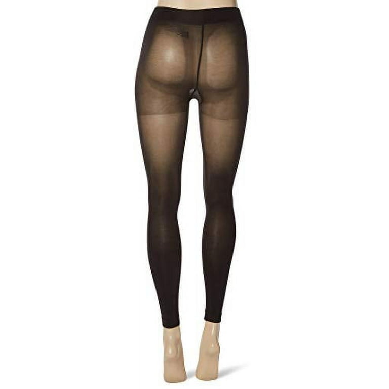 No Nonsense Women s Super Opaque Control Top Footless Tights Black White Small