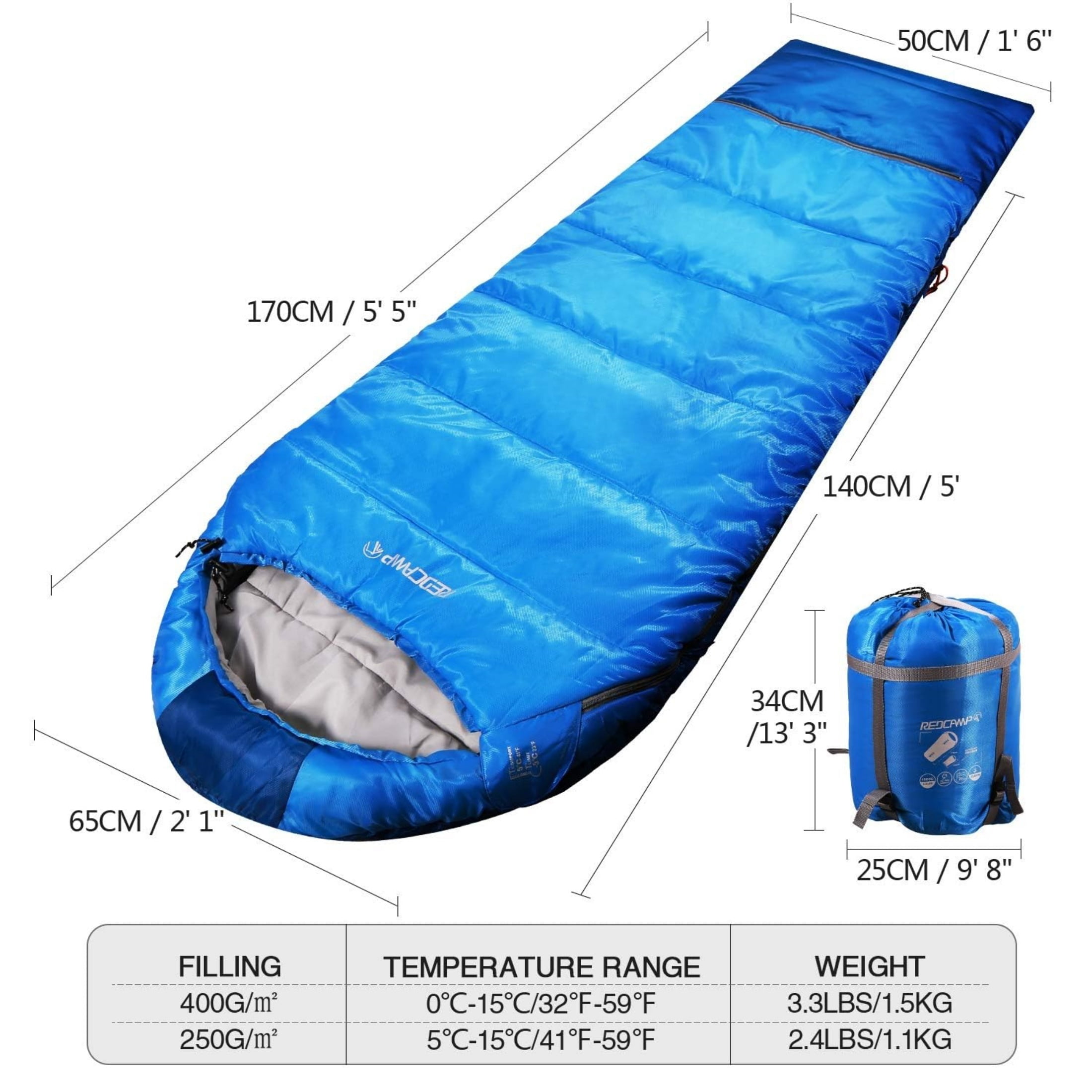 REDCAMP Kids Mummy Sleeping Bag for Camping, 3 Season Cold Weather Sleeping Bag Fit Boys, Girls & Teens, Blue