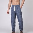 thumbnail image 4 of JUUYY Men's Multi-Pocket Cargo Pants Loose Fit Elastic Waist Drawstring Jogger Pants Outdoor Hiking Travel Casual Long Trousers Blue XL, 4 of 9