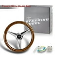 thumbnail image 5 of W-Power 14" Classic Wood Grain 6-Hole Chrome 3-Spoke Center 350MM Steering Wheel, 5 of 5