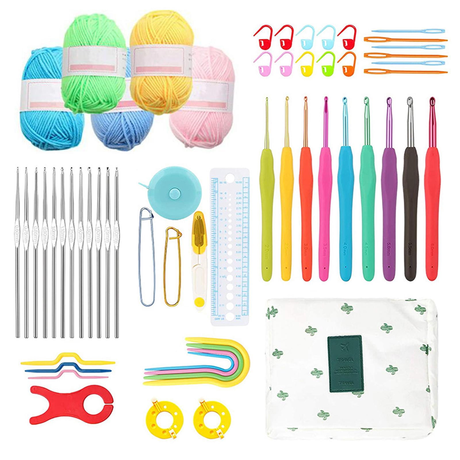 Wxqbjtam Crochet Hooks Knitting Needles Knit Gauge Scissors Stitch Holders for Beginners Blue Flower