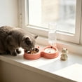 thumbnail image 5 of Cififendec 2-in-1 Pet Feeder and Waterer, 10.63"×7.09", No-Spill Cat and Dog Bowl Set, Detachable Food and Water Station for Small Pets with Auto Water Refill(Pink), 5 of 5