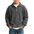 thumbnail image 3 of Eiyaclvo Kids Boys Waffle Knit Sweatshirt Oversized Collar Quarter Button Pullover Long Sleeve Casual Streetewar Fall Sweatshirts 5 Years, 3 of 10