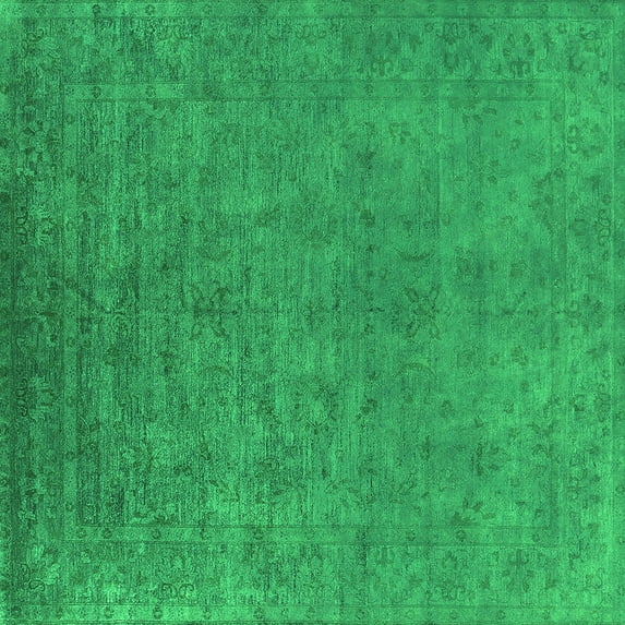 Ahgly Company Indoor Square Oriental Green Industrial Area Rugs, 6' Square