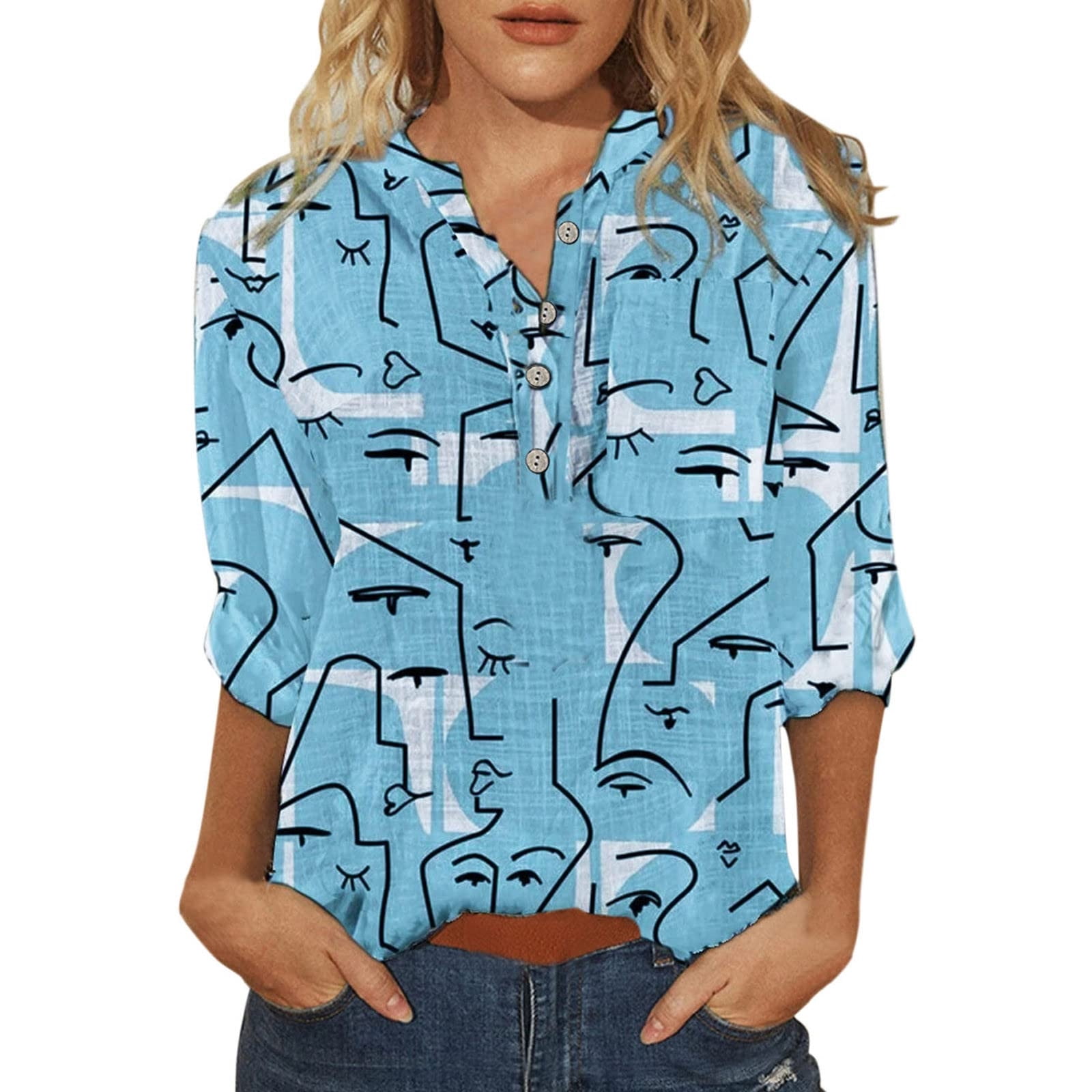 Cxttx Dressy Tops for Women, Floral Tops Lightweight Long Sleeve Graphic Print Tops Elegant Round Neck Racerback Ruffle Sweatshirts Graphic Print Tops