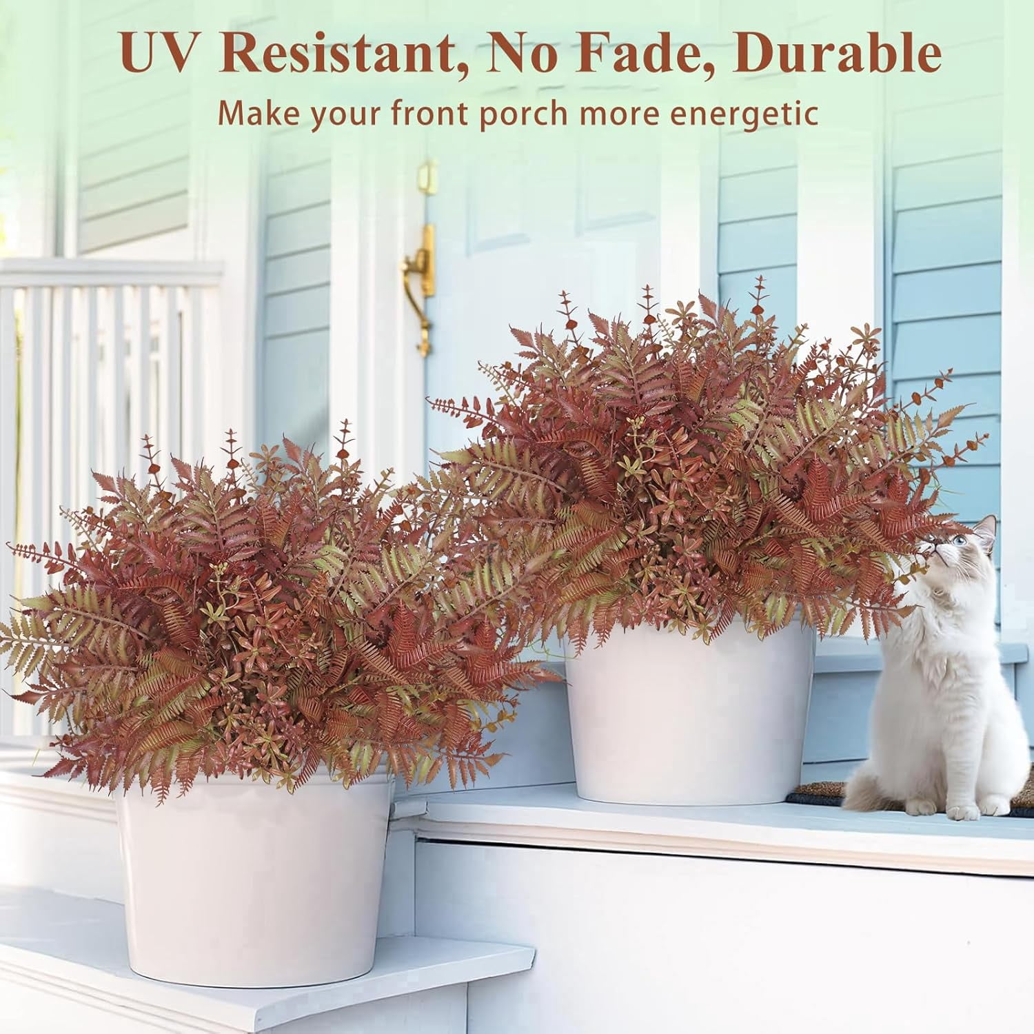 Mixed Eucalyptus Leaves Stems 12PCS, Artificial Plants Boston Fern Fake Branches Faux Shrub Bushes Greenery UV Resistant Plant for Vase Wedding Floral Outdoor Indoor Decor