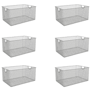 Ybm Home Wire Mesh Open Bin Shelf Storage Basket Kitchen Pantry Organizer Silver Upper Length: 13.50 Width:8.65 Height:6.40 Weight 1.080