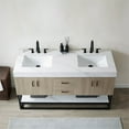 thumbnail image 4 of Toledo 60" Double Sink Bathroom Vanity Light Walnut White Integral Top No Mirror, 4 of 13