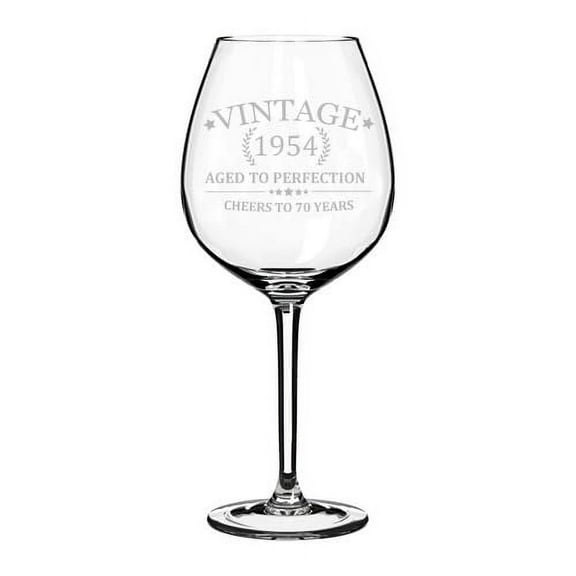 Wine Glass Cheers To 70 Years Vintage 1954 70th Birthday (Large Stemmed, 20oz)