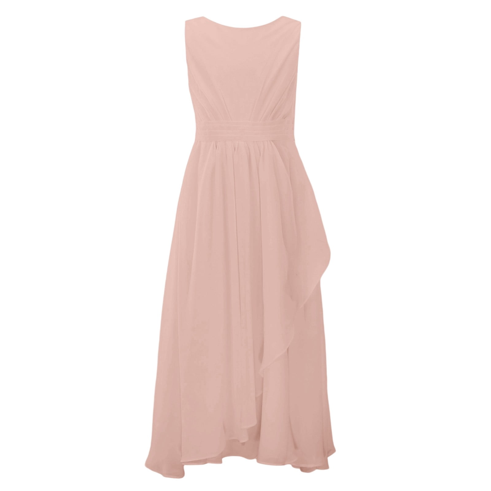 Wdgfv Girls Elegant Sleeveless Round Neck Party Dress For Kids Chiffon Flower Girl Bridesmaid Gown For Weddings Performances Outdoor Events Pink 110