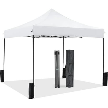 10x10 Heavy Duty Pop Up Canopy Tent with Sand Bags & Carry Bag - Waterproof Portable Shelter for Outdoor Events, White
