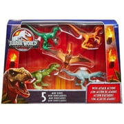 Jurassic World Tyrannosaurus Rex, Pteranodon, Velociraptor, Spinosaurus & Velociraptor Mini Dinosaur Figure 5-Pack