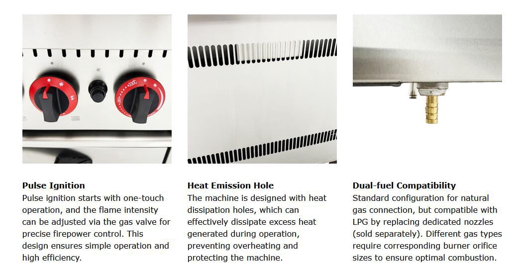 Natural Gas 6 Burners Stove with Oven Energy Saving Kitchen Cooker