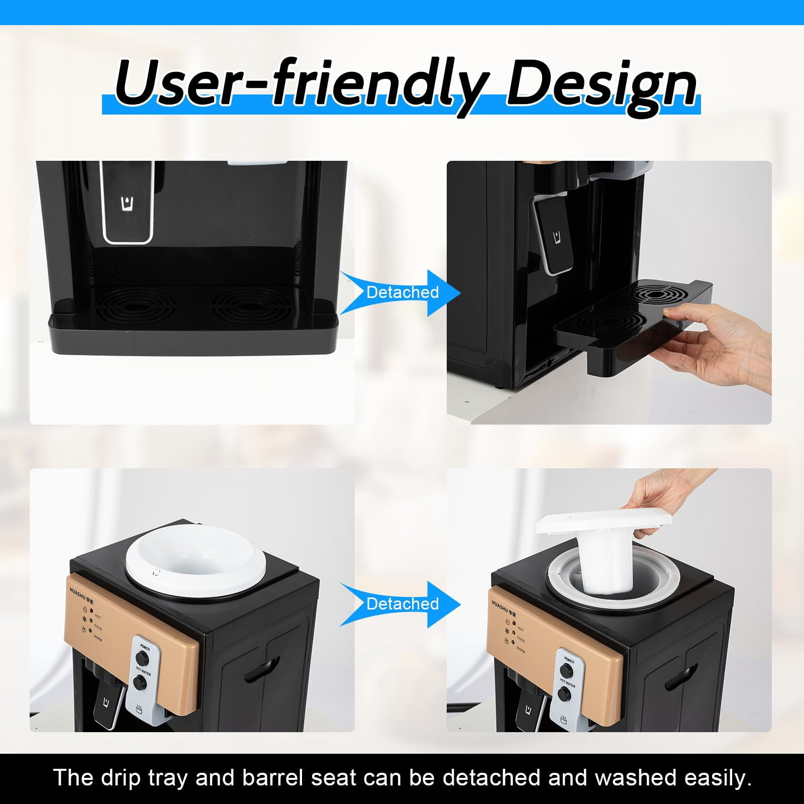 Top Loading Water Dispenser for 1- 5 Gallon Bottle, 550W Desktop Hot & Cold Cooler, Electric 3 Temperature Settings with Ice Water (46-59℉) & Boiling, for Home Office Gold