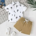 thumbnail image 2 of Utlike Toddler Boys Outfits Short Sleeve Children Gentleman Outfits Casual Prints Tops Holiday Shirts T Shirt Short Pants Set Size 2 Years-3 Years, 2 of 9