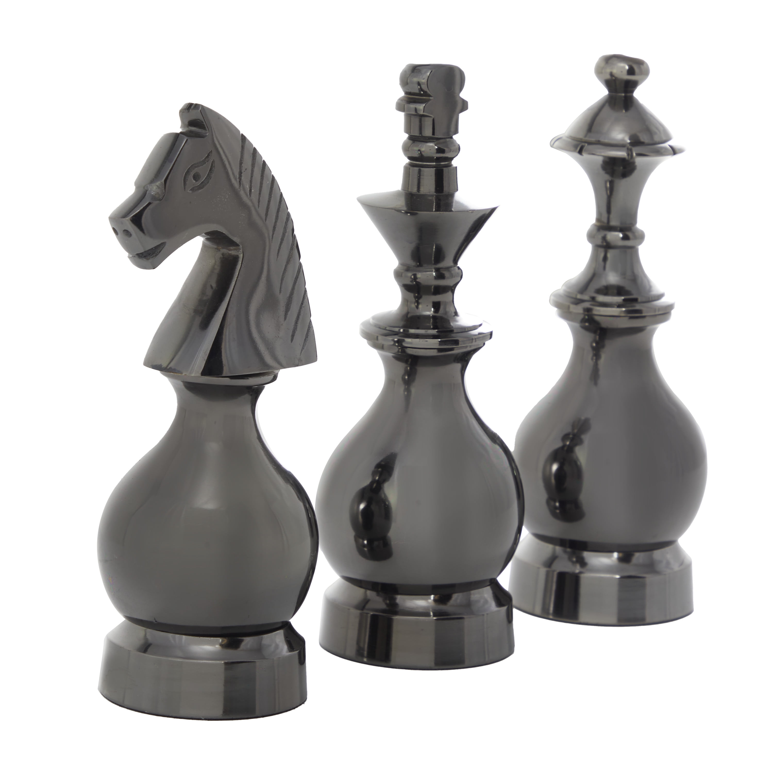 CosmoLiving by Cosmopolitan Dark Gray Aluminum Chess Sculpture