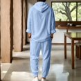 thumbnail image 5 of Mens 2 Piece Sets Hooded Henley Shirt Lightweight Long Sleeve Loose Pants Summer Beach Vacation Outfits, 5 of 5