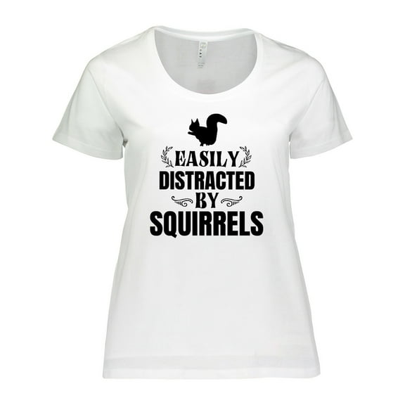 Inktastic Easily Distracted by Squirrels Women's Plus Size T-Shirt