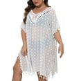 thumbnail image 2 of SAYFUT Womens Swimsuit Cover Up Crochet Coverups Hollow Out Bell Long Sleeve Drawstring Bathing Suits Swim Coverup, 2 of 5