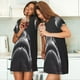 thumbnail image 4 of Fotbe Black And White Shark Bata de Dormir para Mujer con Estampado, Camisón de Algodón de Manga Corta, Ropa de Dormir Casual, 4 of 6