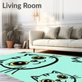 thumbnail image 2 of ODIKA 8'x10' Machine Washable Non-Slip Area Rug, Whimsical Kitty Portrait Yarn Looping Decorative Handcraft High Traffic Rug, Blue, 742772, 2 of 7
