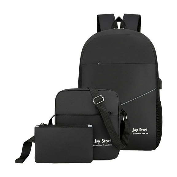Three Piece Backpack Set For With Large Capacity Wear-resistive Watertight Reflective Strip Backpack With USB Charging Port