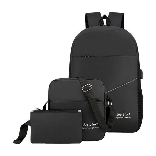 Three Piece Backpack Set with USB Charging Port, Wear-Resistant Oxford Travel Laptop Backpack with Shoulder Bag and Handheld Bag, Water-Resistant for Business Commuting, Outdoor Sports^