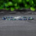 thumbnail image 2 of Azurite Malachite 2-2.5mm Round Shape Faceted Cut Beads 7 inch adjustable Silver Plated Clasp Bracelet for men, women, unisex. Link Chain Stacking Bracelet.|LINK_00914, 2 of 5
